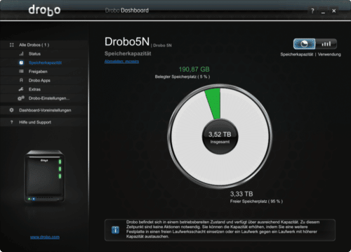 Nach dem Einbau einer dritten Platte standen uns ca. 3,4 TB zur Verfügung.