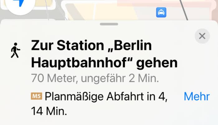 Apple Karten ÖPNV Echtzeitinfos
